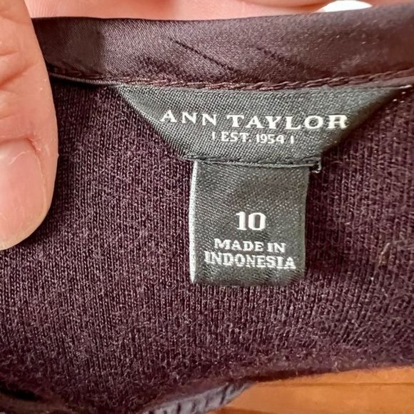 Ann Taylor Brown Scoop Neck Long Sleeve Knit Mini Dress Women's Size 10 - Picture 7 of 8